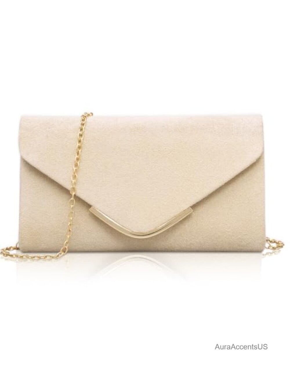 Vegan Leather Envelope Clutch Purse with Chain for Women - Evening Wedding